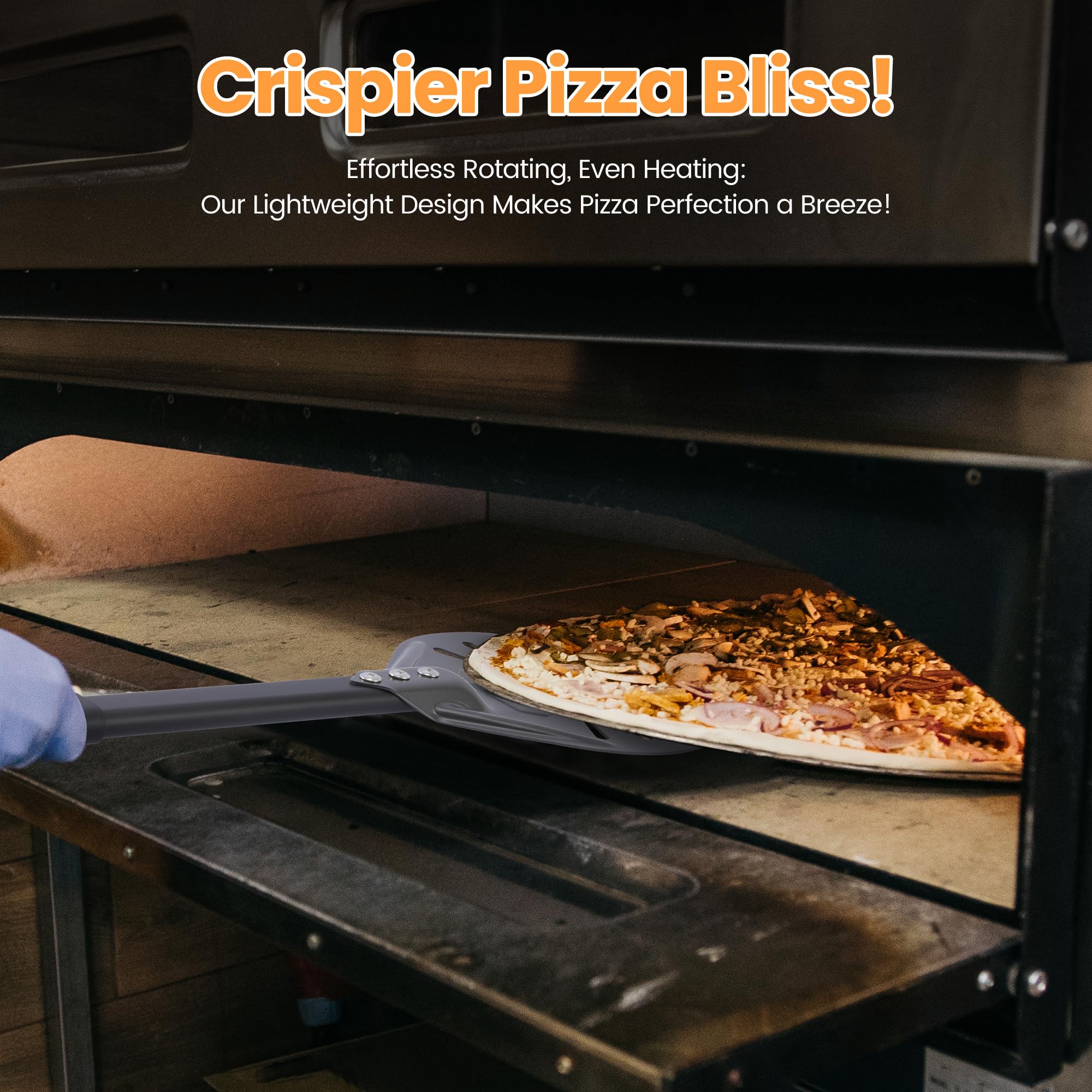 Leightszen pala de pizza aluminio anodizado, superficie deslizante para girar fácilmente.