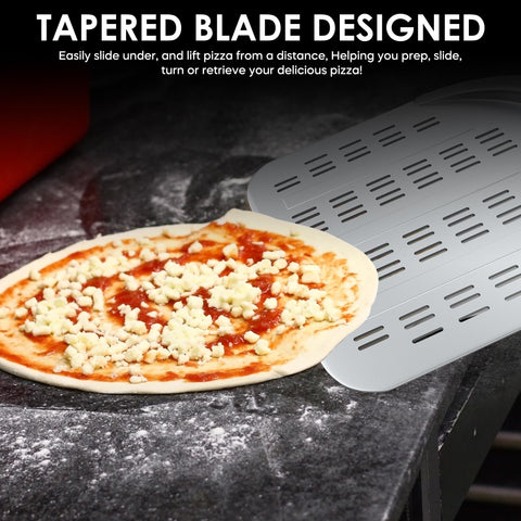 La pala Leightszen para pizza es ligera y duradera gracias al aluminio.