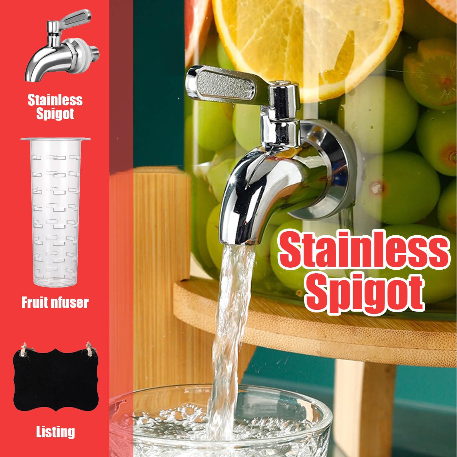 Leilifre dispensador con infusor de fruta para saborizar bebidas.