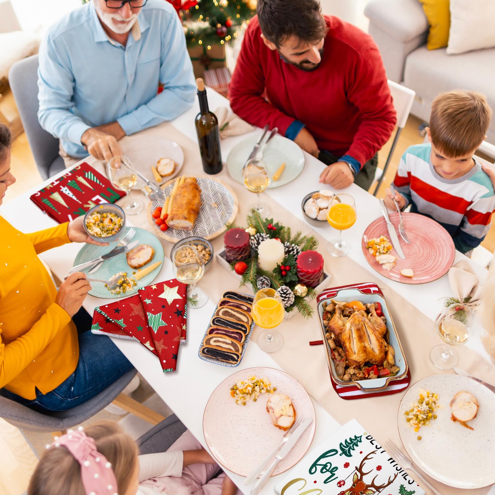 Diseno Buffalo de Leinuosen, toque navideño rústico para la mesa y la encimera