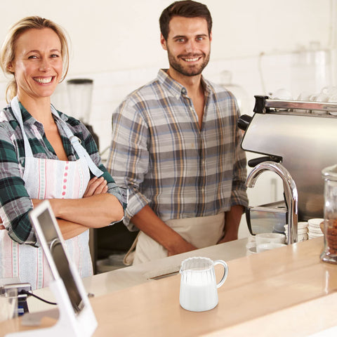 Leinuosen jarras para barista vidrio con onda, uso versátil en cafetería