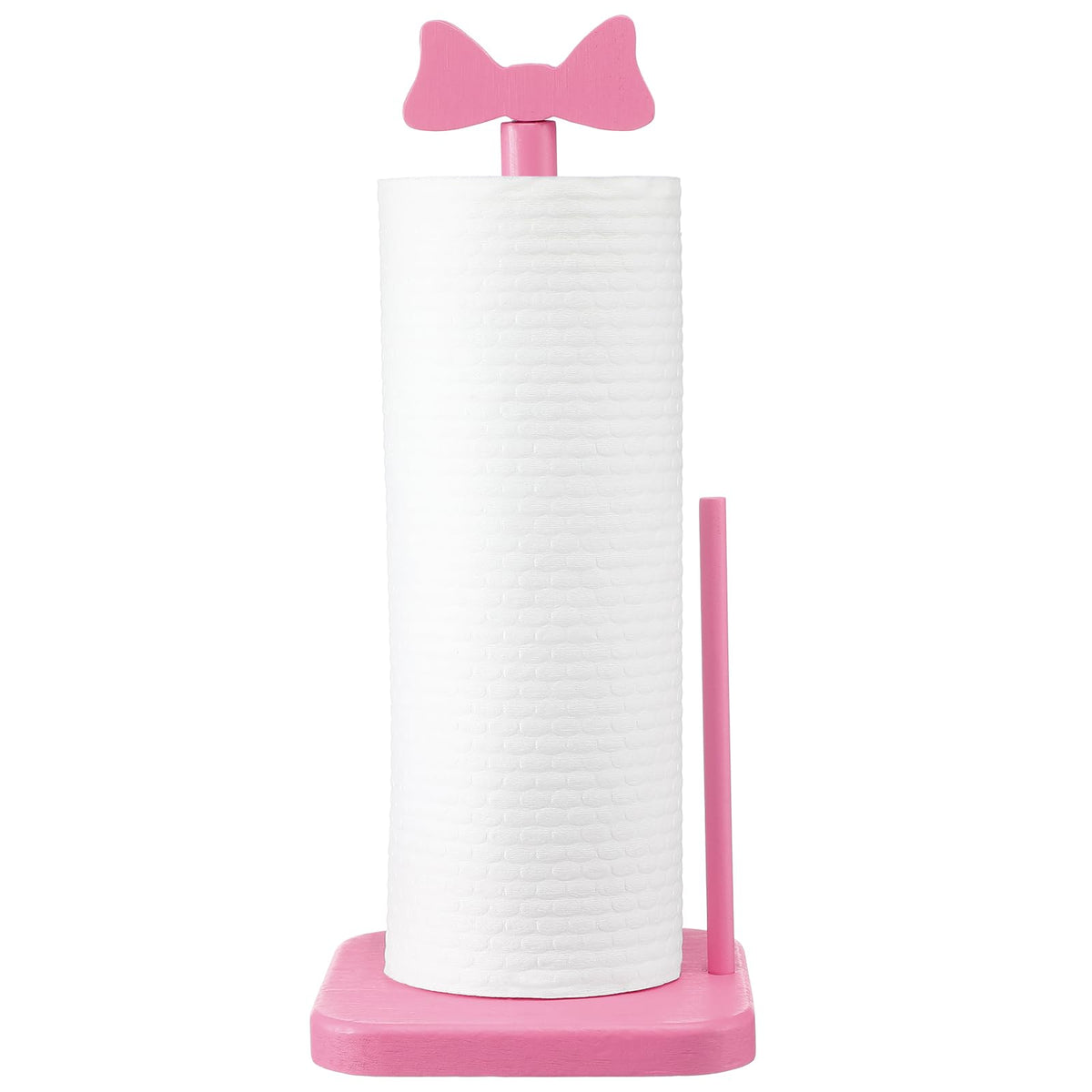 Leinuosen porta-rollos rosa con lazo: soporte práctico para la cocina o el baño.