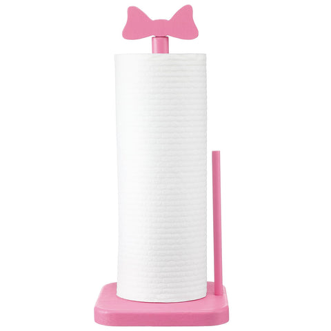 Leinuosen porta-rollos rosa con lazo: soporte práctico para la cocina o el baño.