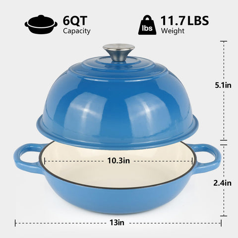 Olla esmaltada de hierro Leiroonkasst 6QT para pan masa madre