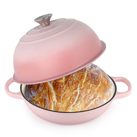 Olla Leiroonkasst rosa vista frontal, ideal para pan crujiente.