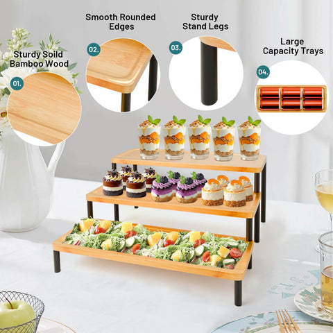 LEJANEOYE presentación de comidas, dulces y aperitivos en mesa de fiestas.