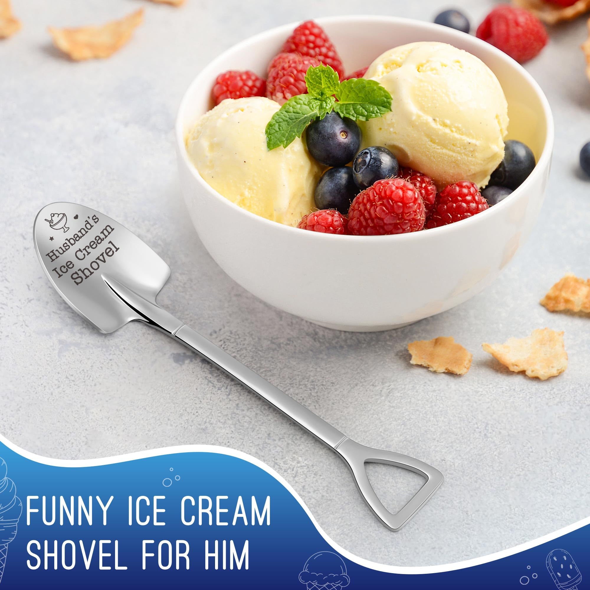LEJIAJINW Cucharón de helado con grabado, añade humor al postre.