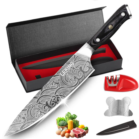 Cuchillo de chef Leking 8 pulgadas con filo afilado para cortes precisos