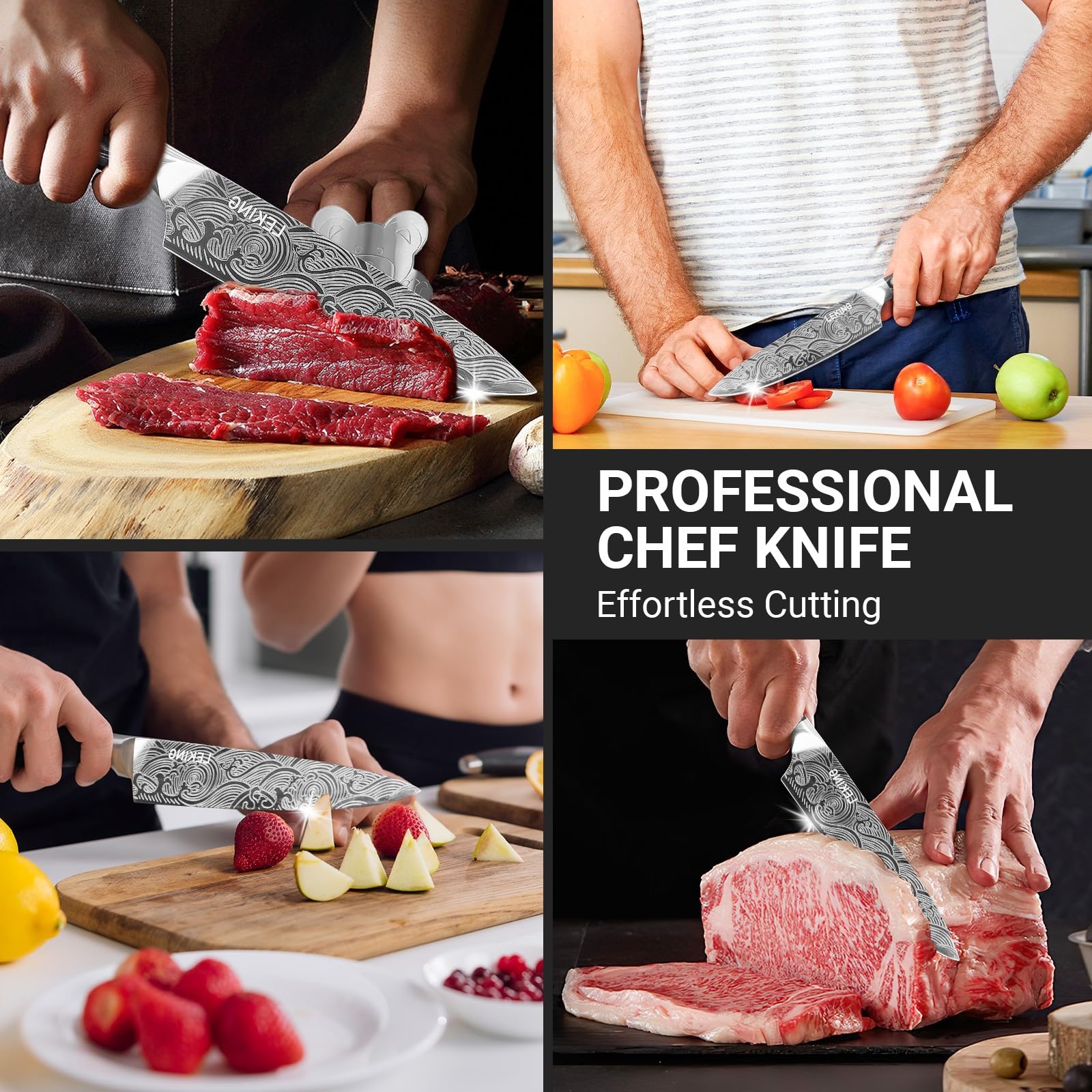Cuchillo Leking con protector de dedo para cortes seguros