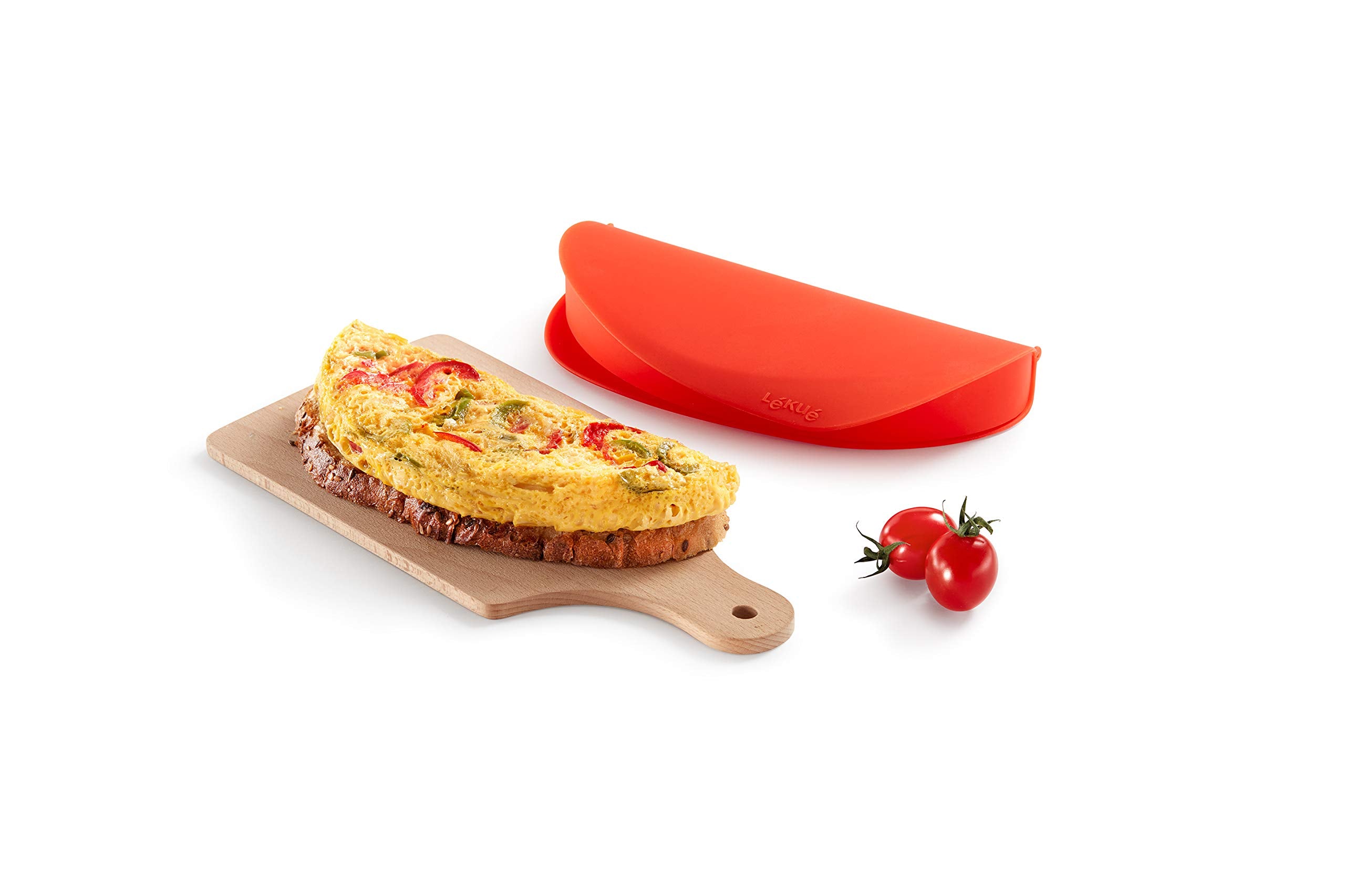 Lekue molde para omelettes rojo pequeño, ideal para desayunos rápidos.
