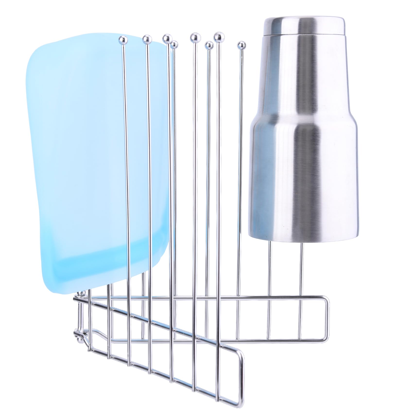 LEKUSHA, cesta de secado plegable para botellas, ahorra espacio al guardarla.