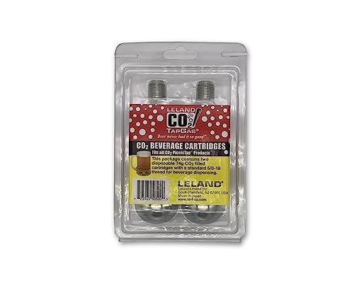 Cartuchos Leland CO2 de 74 g en paquete de dos para uso práctico.