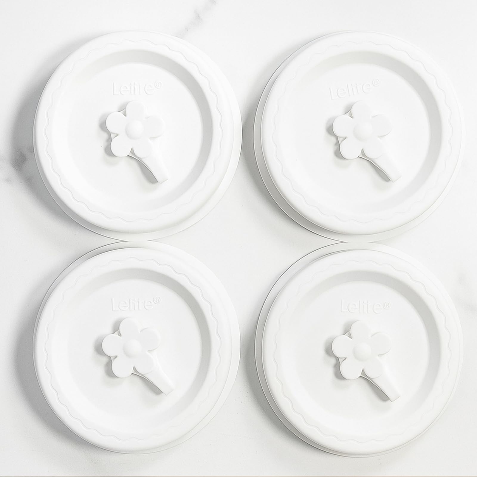 Lelife tapa silicona blanca para frascos Mason, diseño duradero y seguro.
