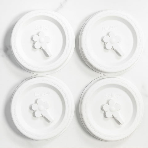 Lelife tapa silicona blanca para frascos Mason, diseño duradero y seguro.