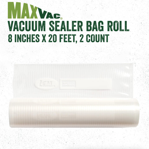 Bolsas de vacío LEM MaxVac 8x20 con sello firme para conservar alimentos