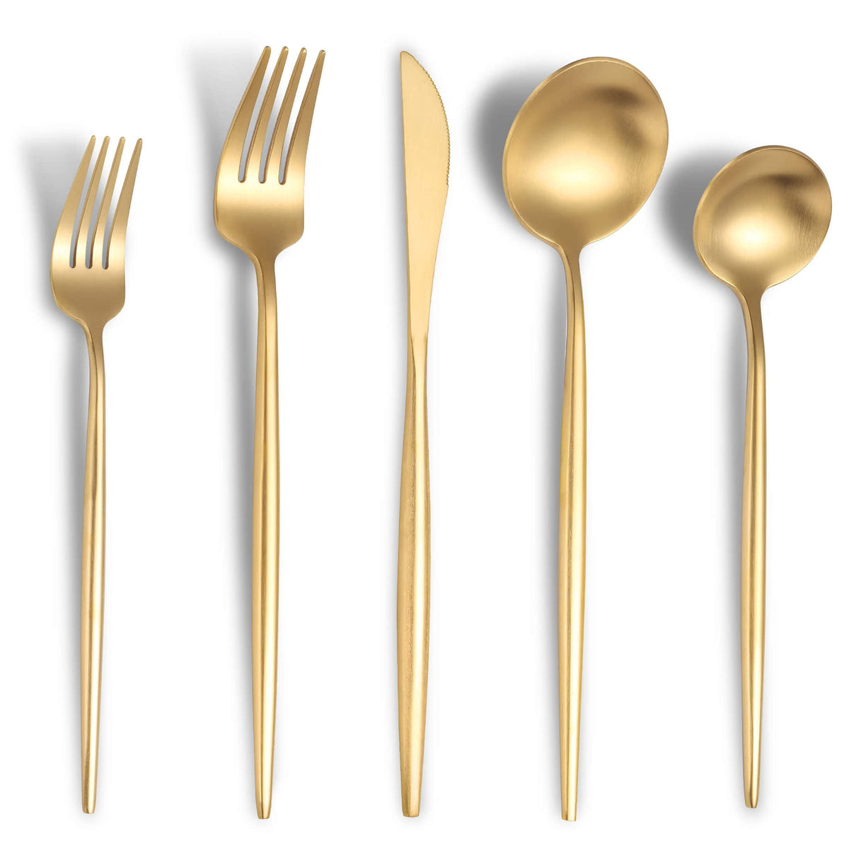 Lemeya cubiertos dorado mate para 4, ideal para cenas elegantes y uso diario
