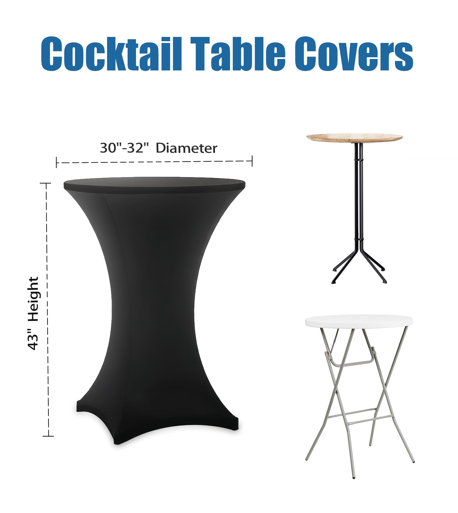 Funda de mesa cóctel negra, acabado liso ideal para presentaciones