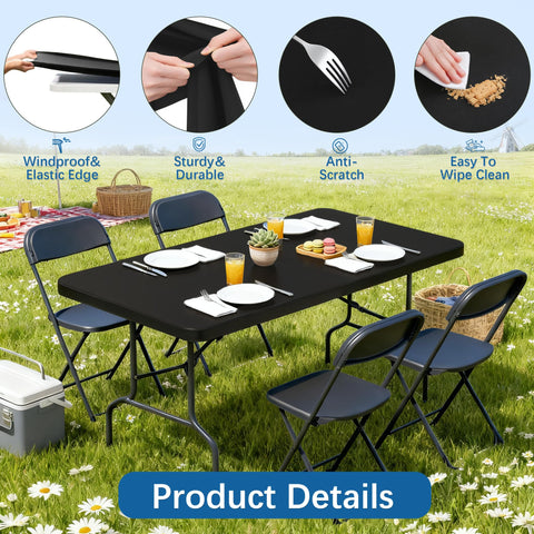 Lemict mantel con borde elástico, sujeción estable para condiciones de viento.