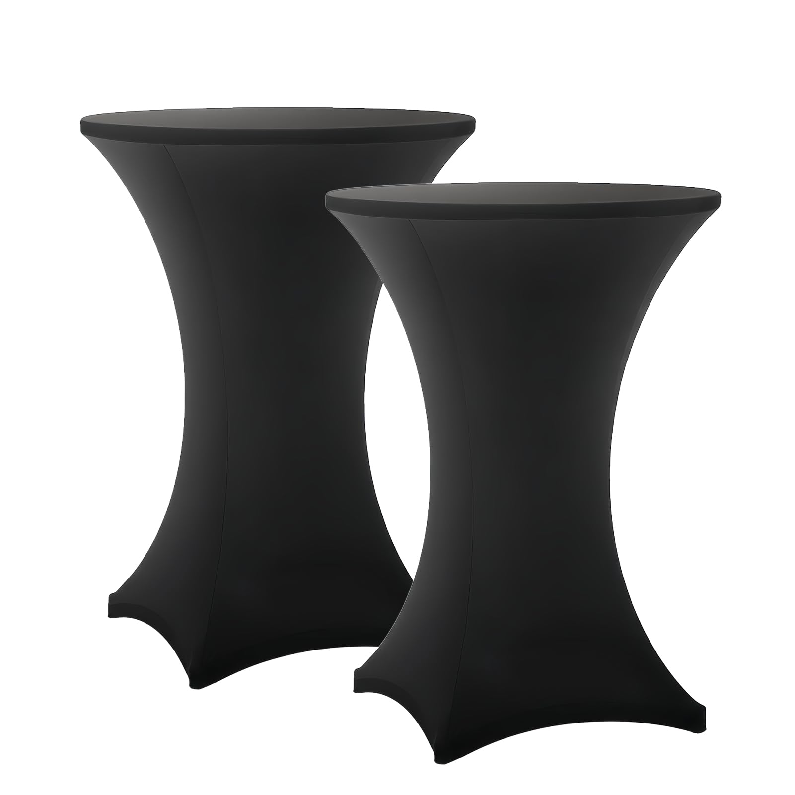 Mantel Lemict para mesa cóctel negro, vista general elegante para eventos.