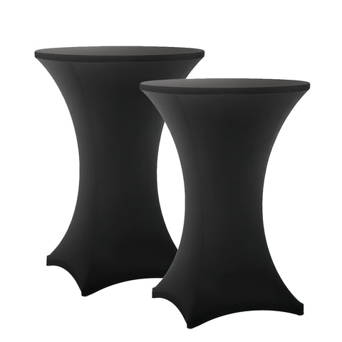Mantel Lemict para mesa cóctel negro, vista general elegante para eventos.