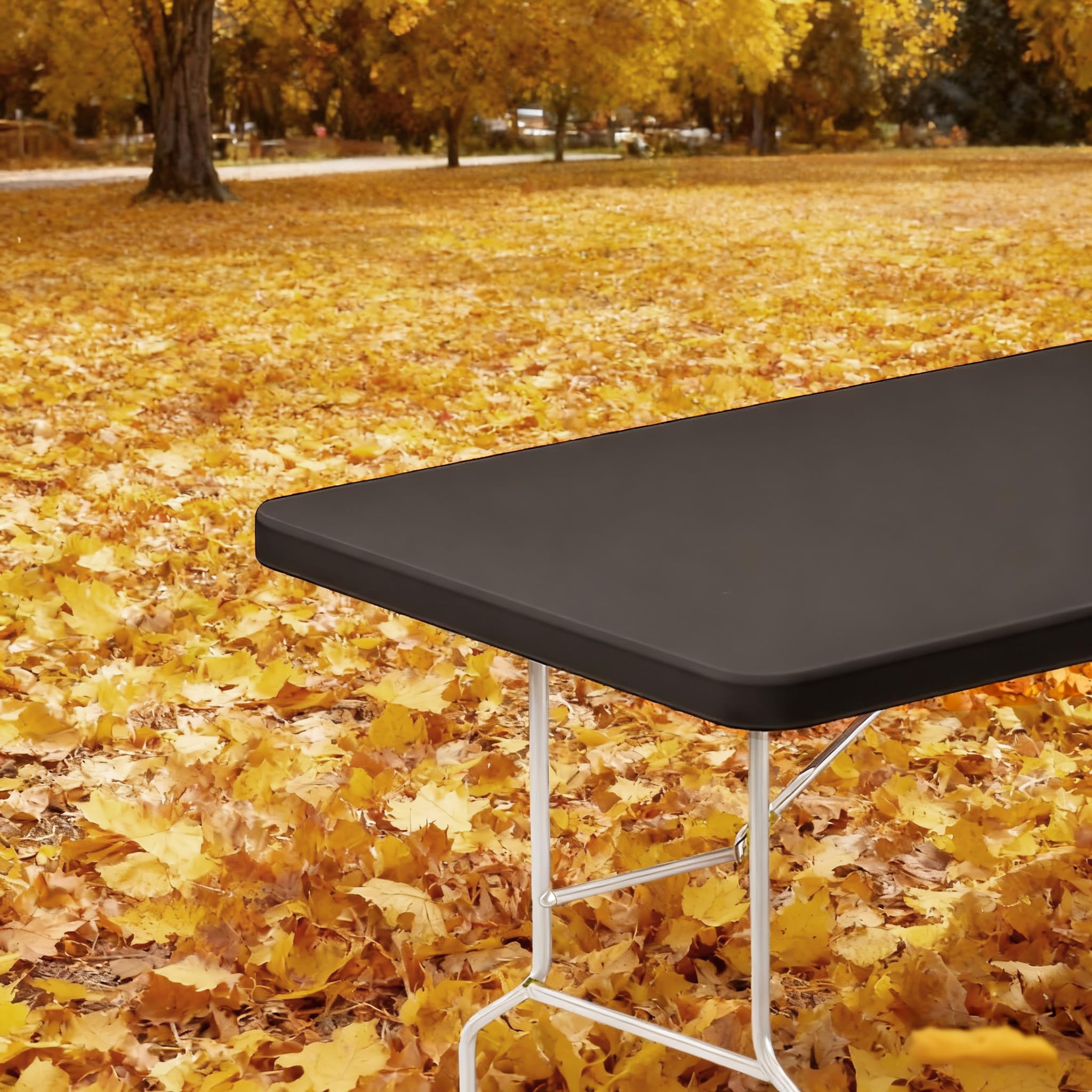 Lemict mantel-elastico-rectangular-6ft negro para mesa, ajuste cómodo y limpio.
