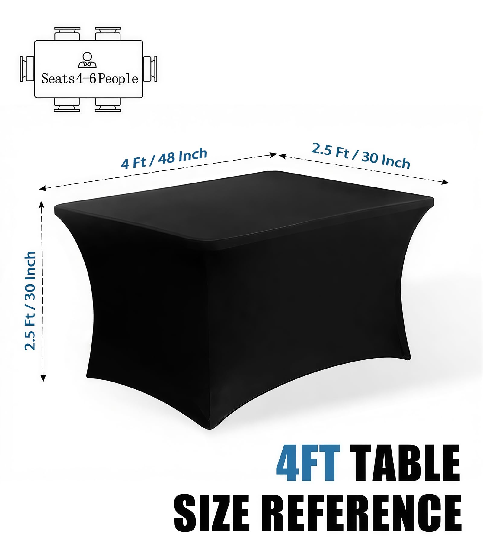 Lemict mantel rectangular negro con bolsillos para patas, sujeción estable en exteriores