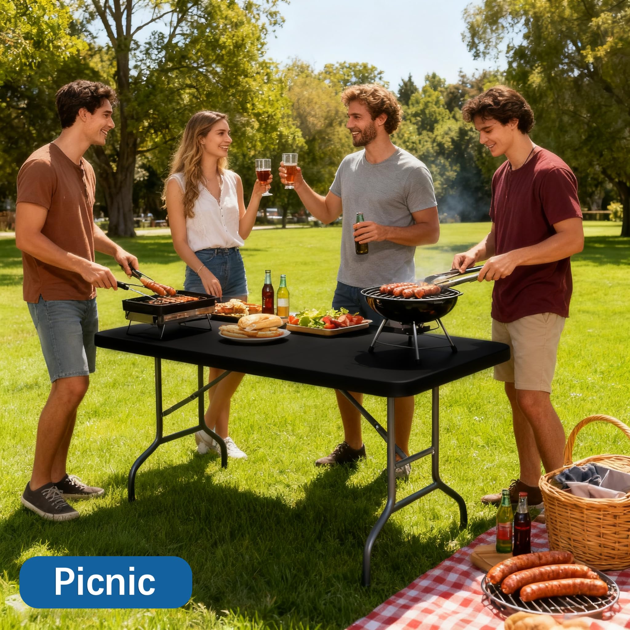 Lemict mantel para exterior, ideal para picnic y camping con protección anti manchas.