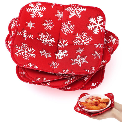 LemonRoad cobertor para tazon microondas con copos de nieve, manejo seguro de tazones calientes