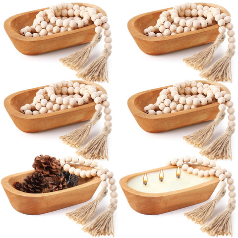 LemonRoad cuenco de masa de madera, conjunto de 12 piezas para centros de mesa rústicos.