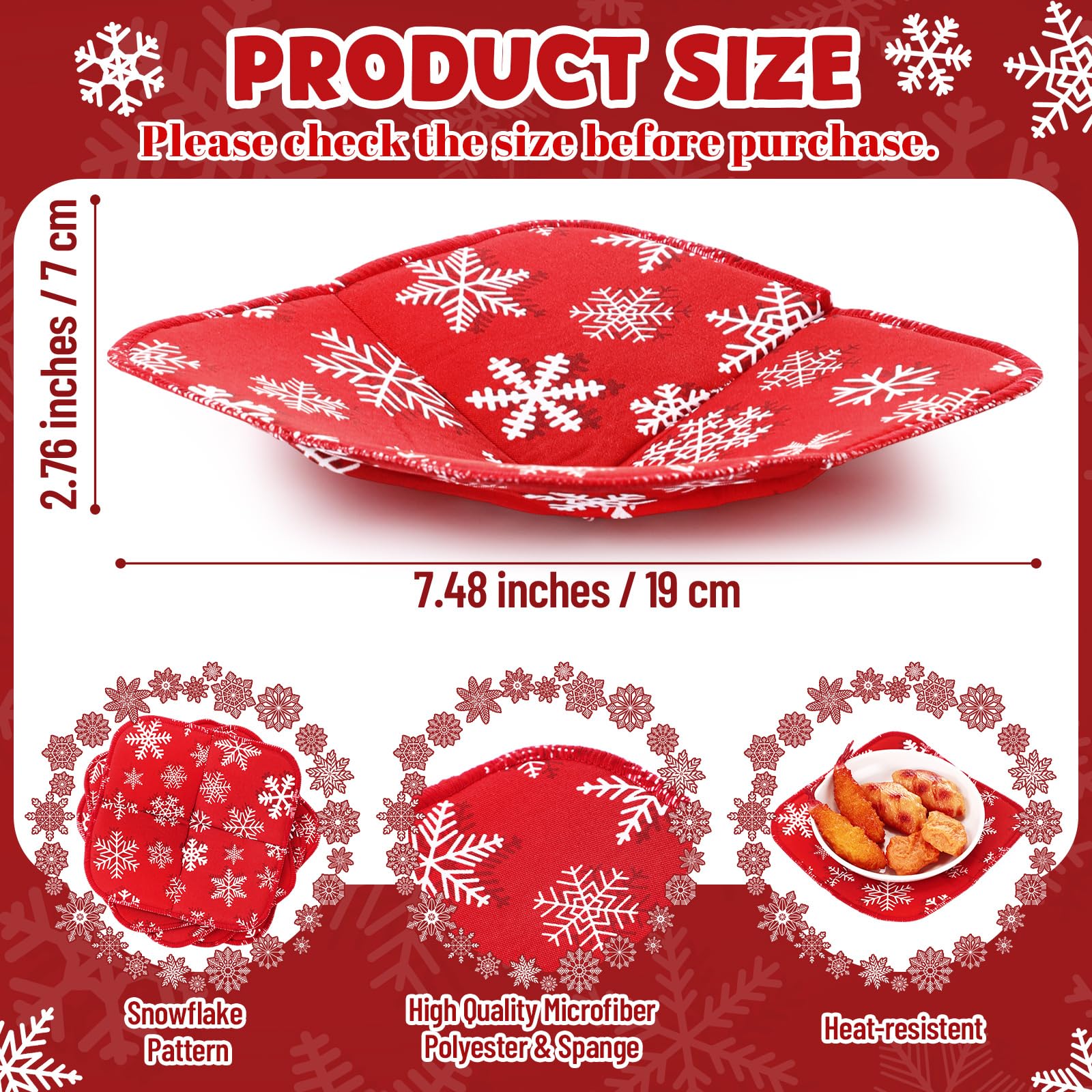 LemonRoad cobertor con diseño copos de nieve rojo y blanco para cocina