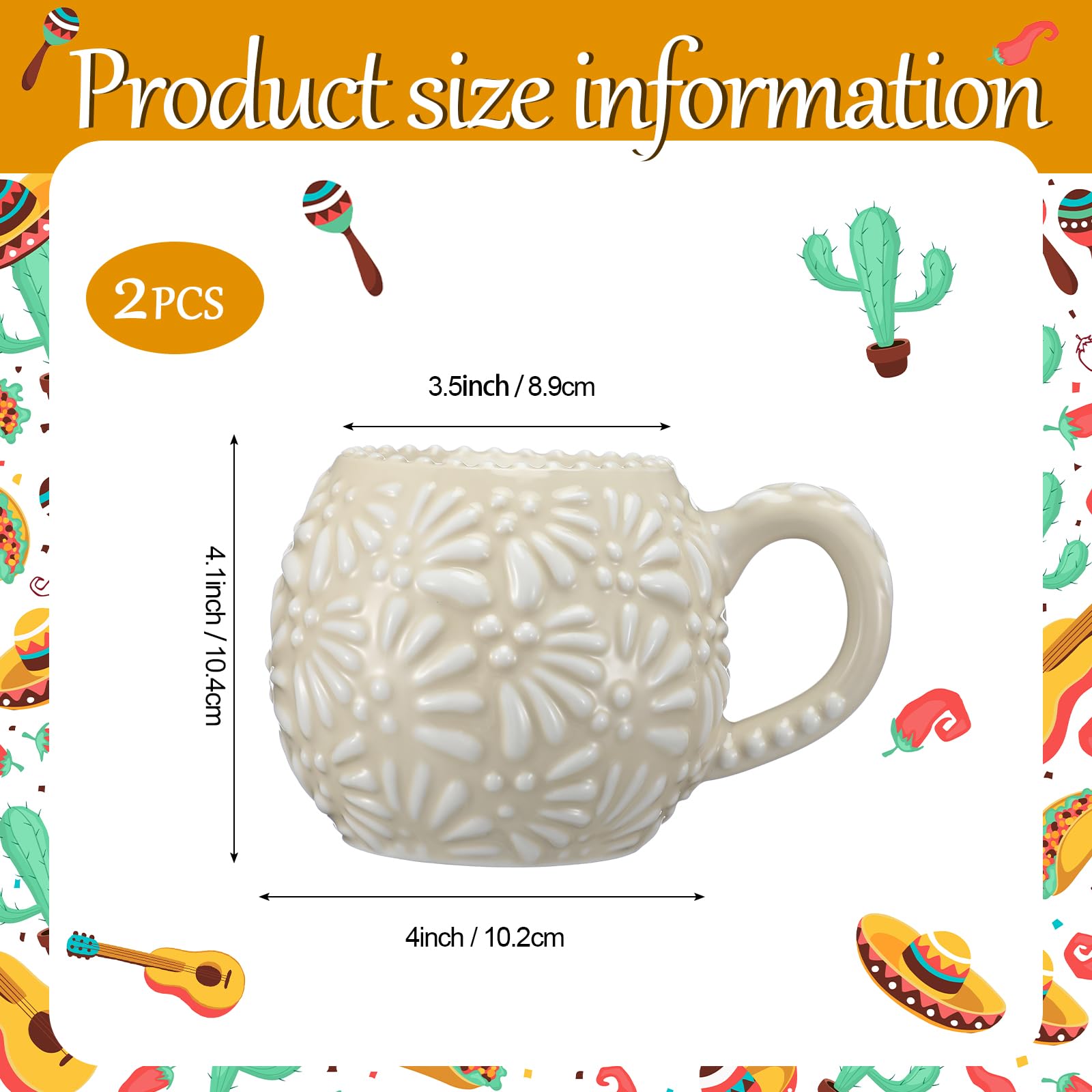 LemonRoad pack doble tazas cerámicas mexicanas, ideal para compartir café.