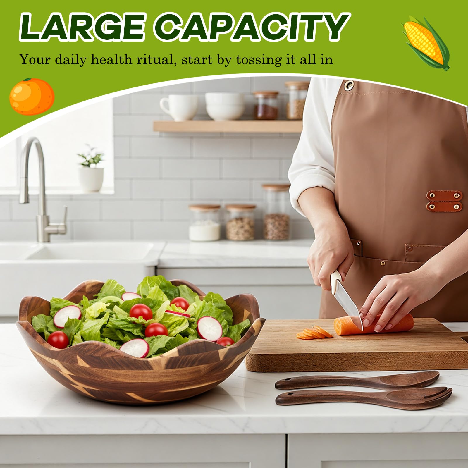 Cuchara de madera LemonRoad incluida, ideal para mezclar ensaladas.