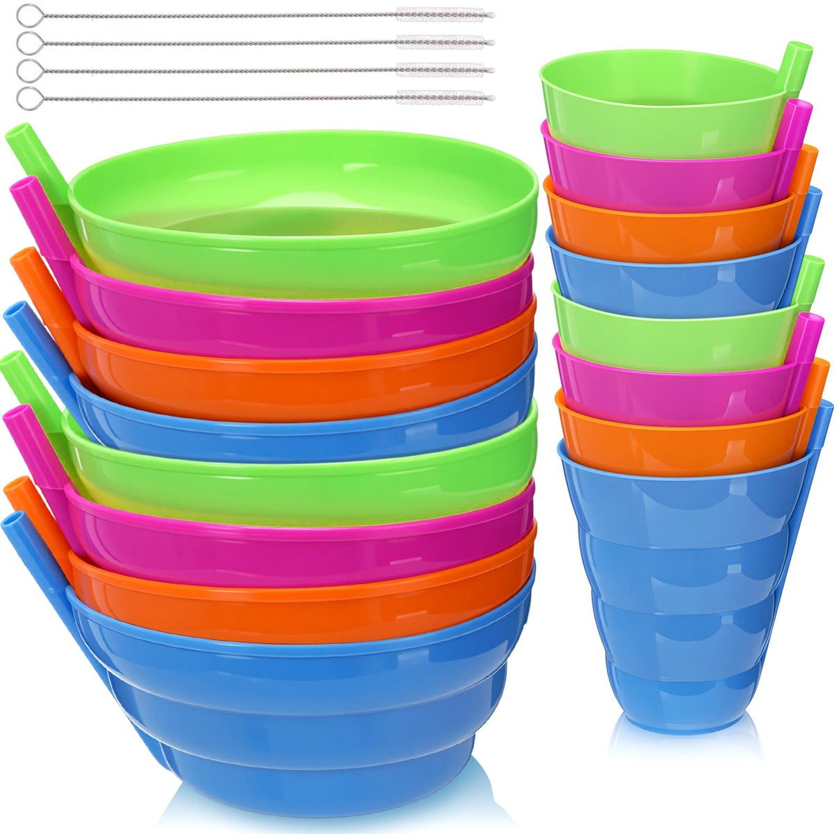 LemonRoad: juego de tazones con pajilla de 16 oz para desayunos sin derrames