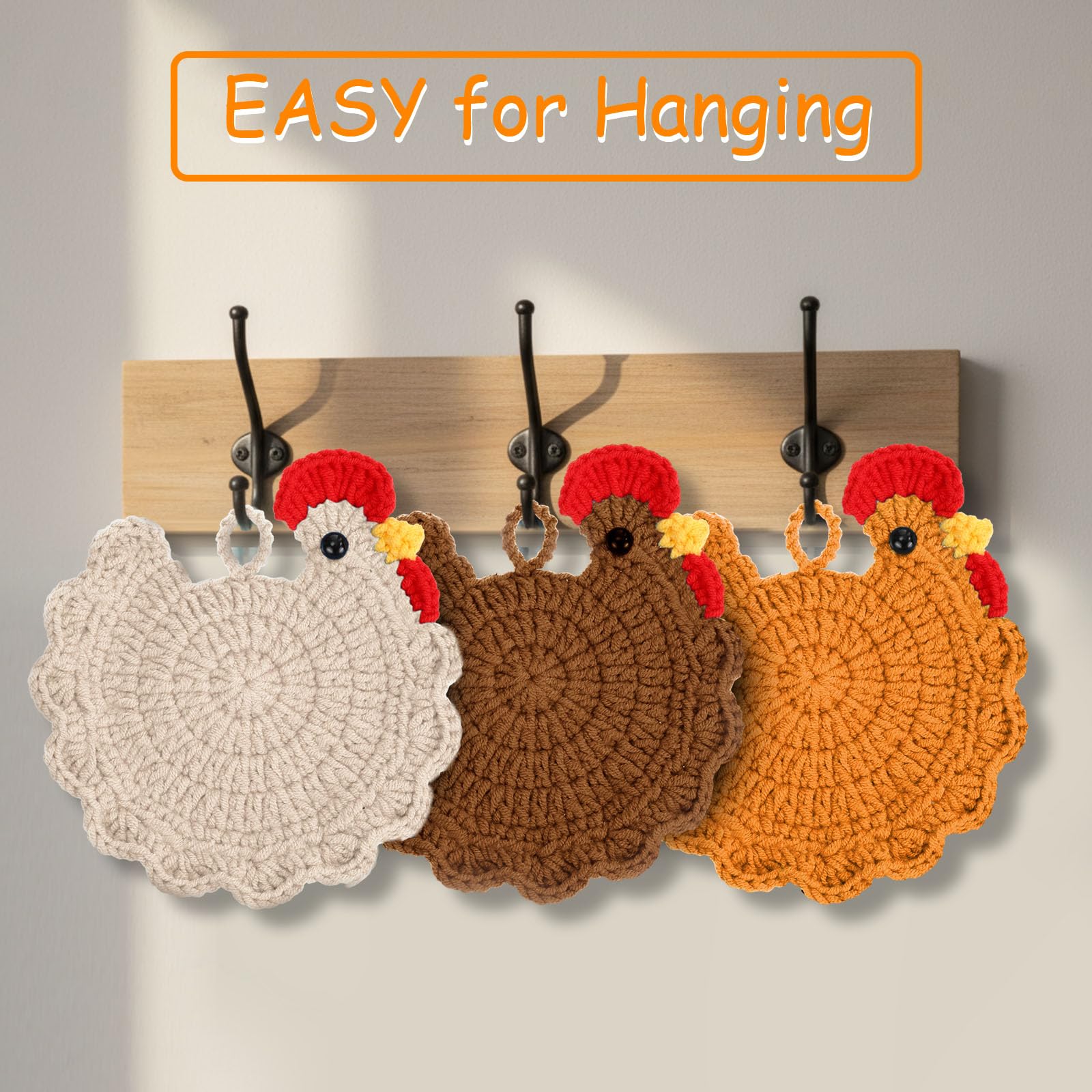 LemonRoad posavasos gallina crochet, diseño retro que decora y protege