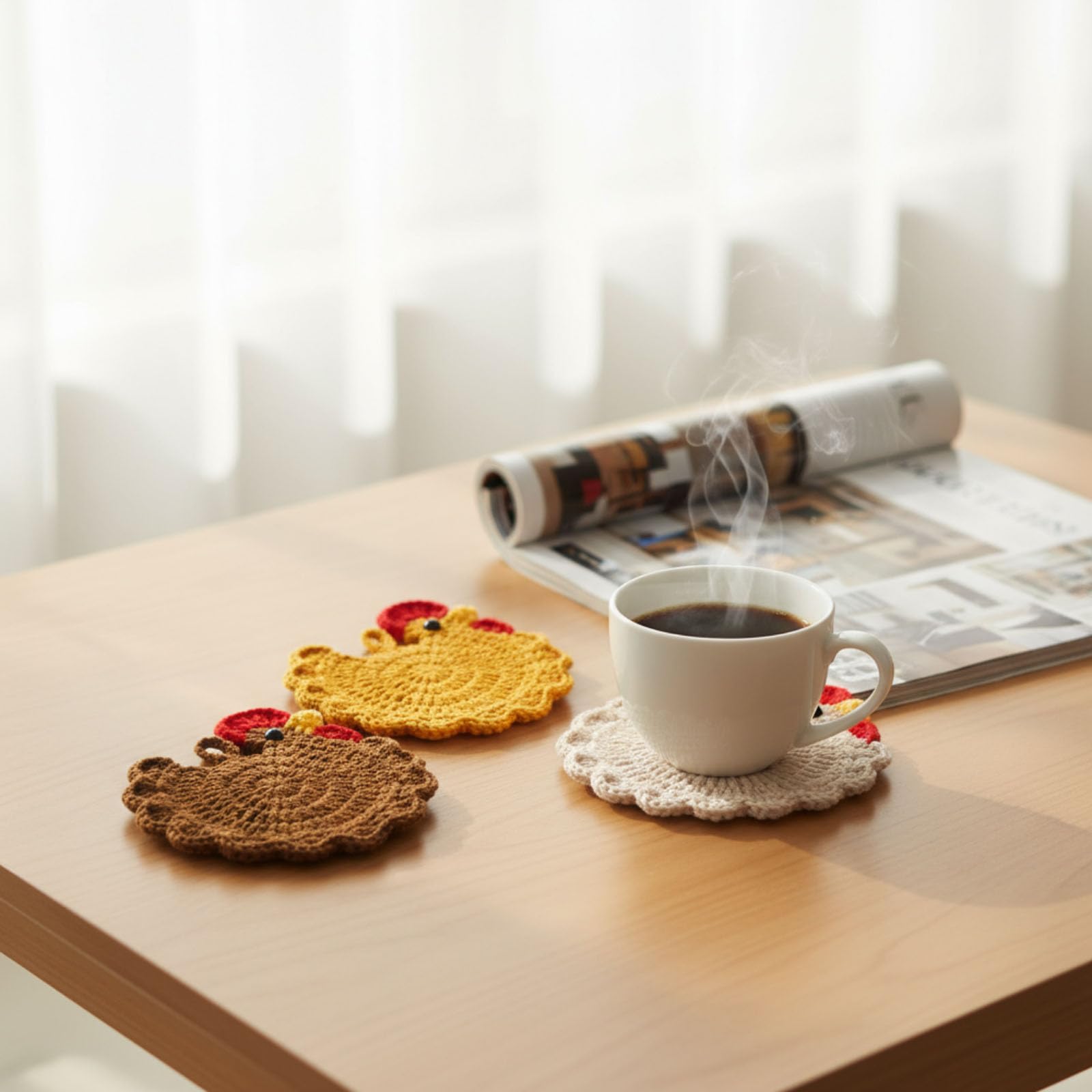 LemonRoad posavasos gallina crochet, regalo ideal para amantes de la cocina