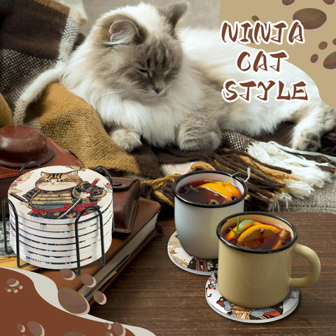 LemonRoad posavasos gatos ninja con base antideslizante para mesa estable