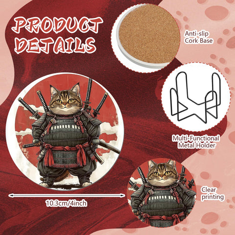 LemonRoad posavasos gatos ninja cerámicos con variedad de diseños para diferentes tazas