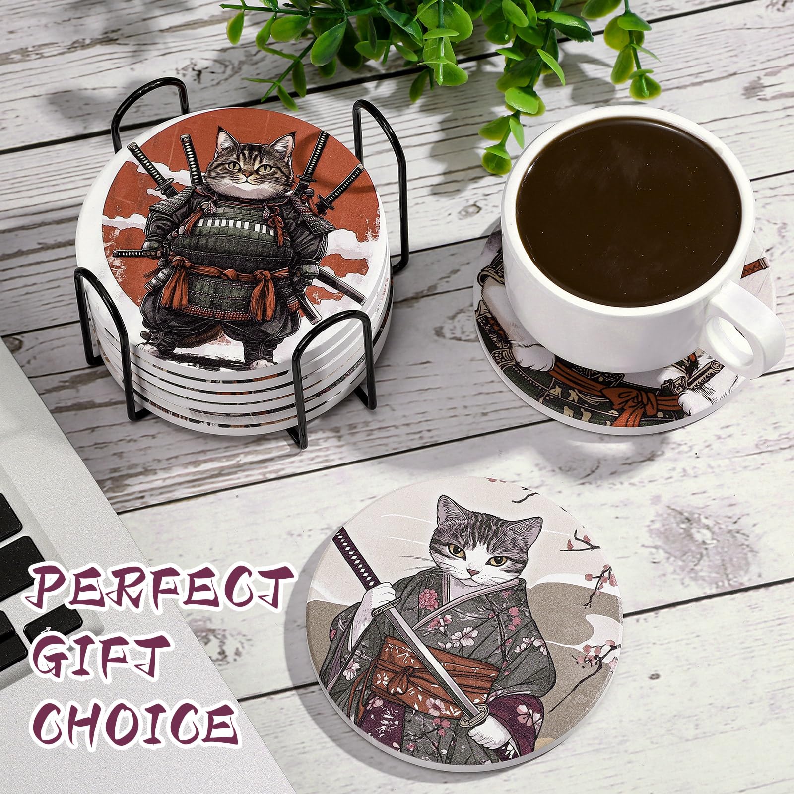 LemonRoad posavasos gatos ninja, regalo perfecto para amantes de gatos