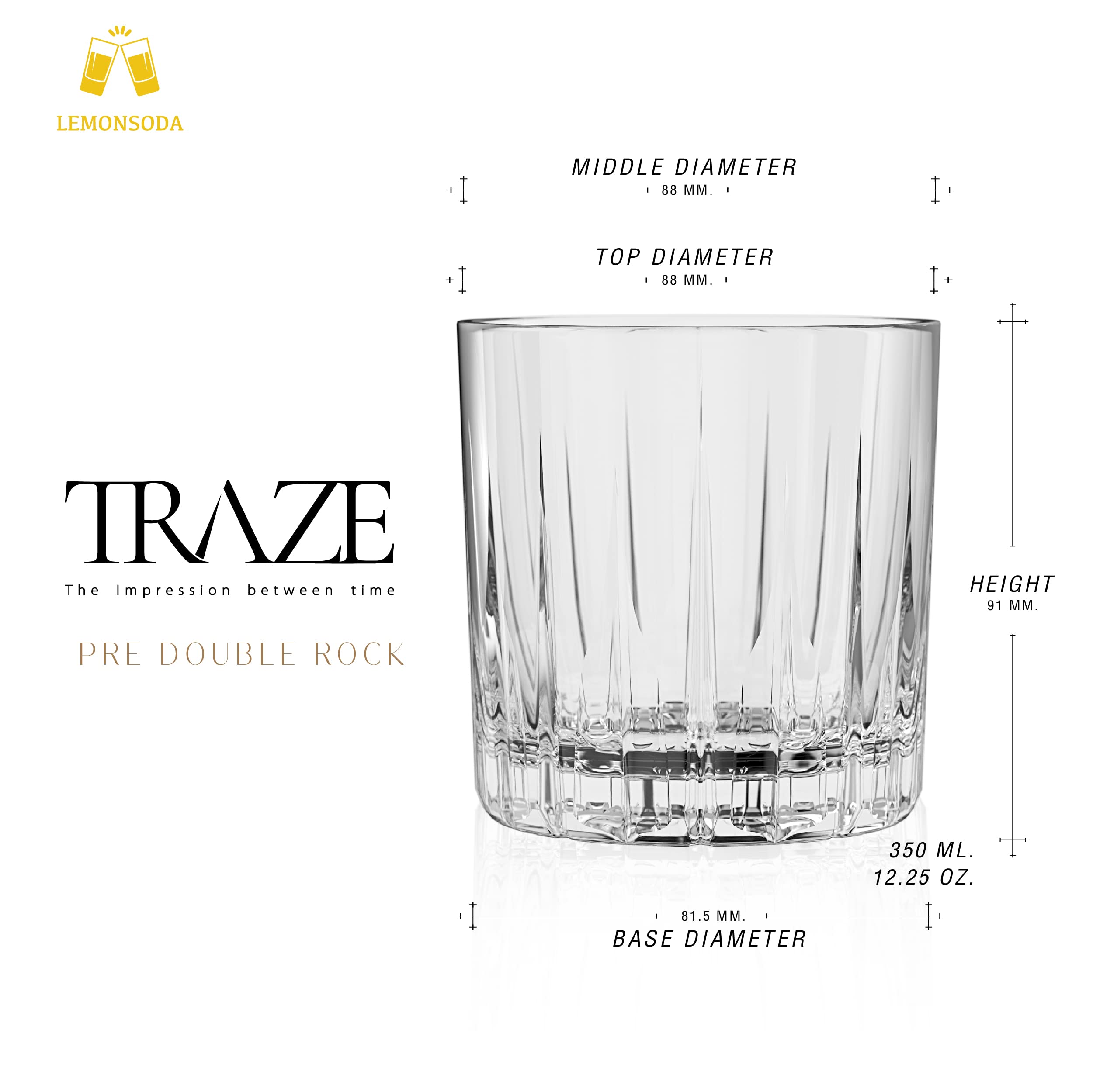 LEMONSODA Vaso para cócteles, cristal resistente para uso diario.