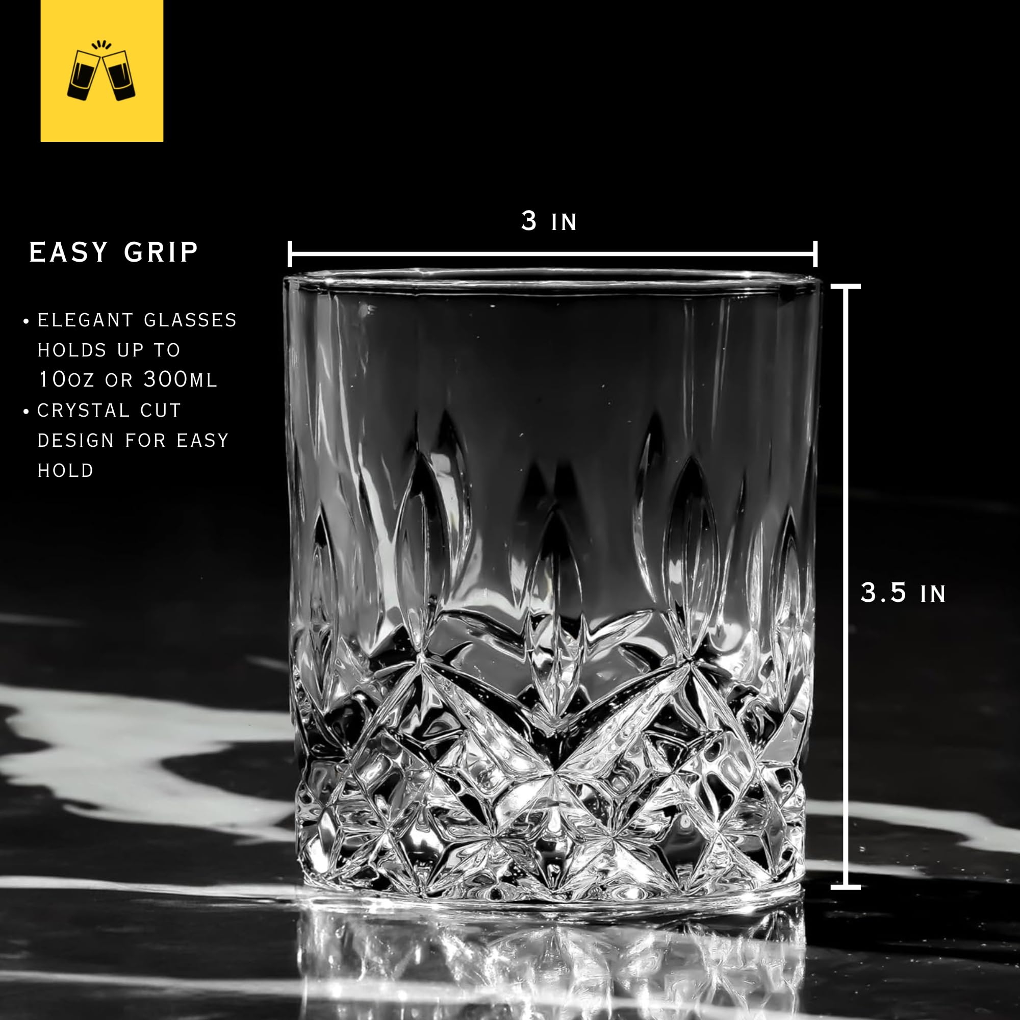Lemonsoda vaso whiskey 10 oz, cristal claro para bourbon y scotch.