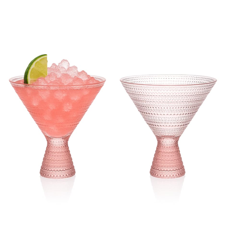 LEMONSODA Hobnail Martini Rosa: vaso elegante para cócteles fríos y presentación sofisticada.