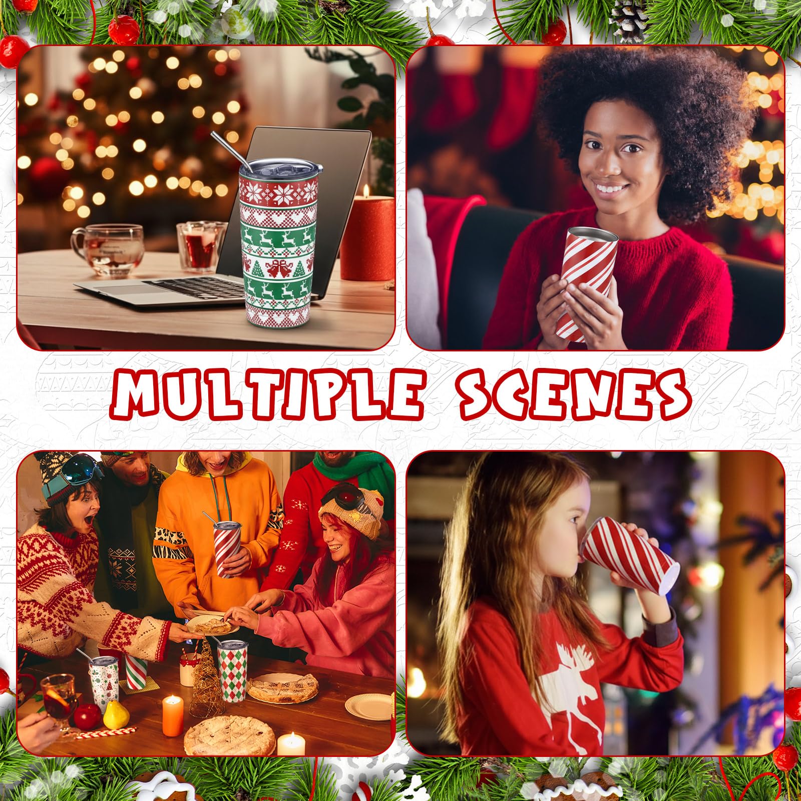 Lemosae regalo navidad 12-pack: juego de tumbler 20oz para fiestas.