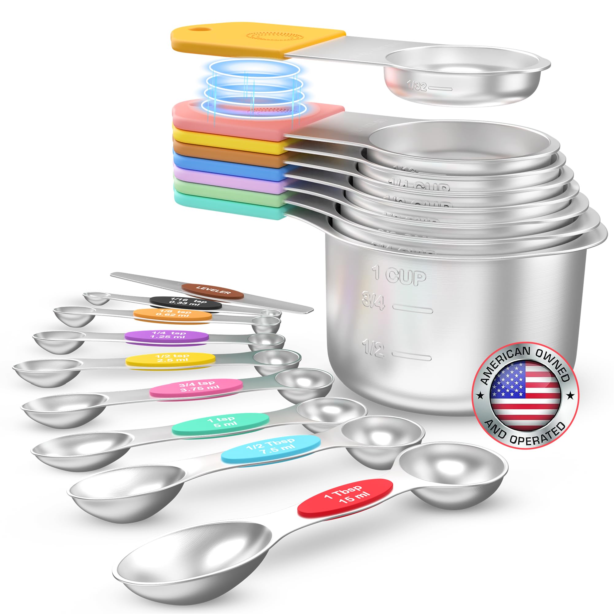 Conjunto Lenceo de 17 piezas imantadas para medir con precisión en recetas.