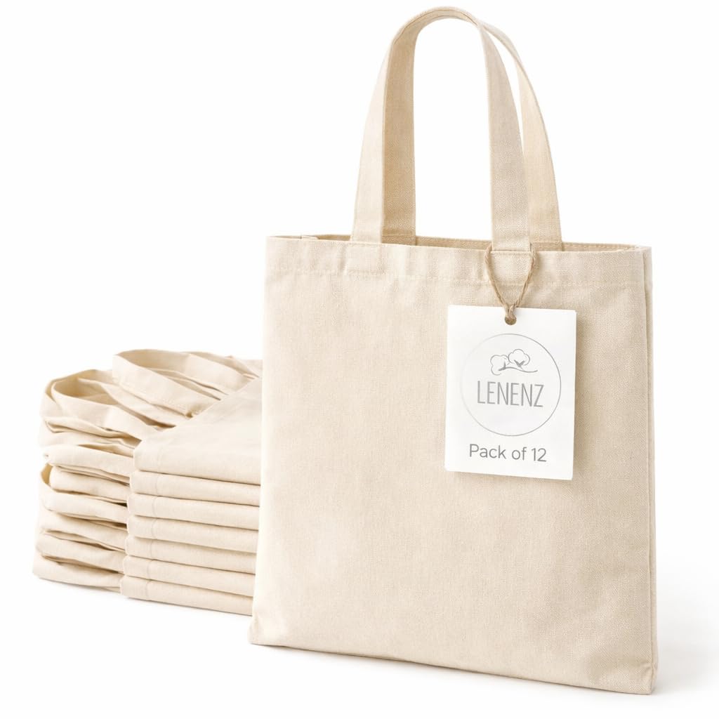Lenenz bolsa tote de algodón 15x16, vista frontal para compras sostenibles.