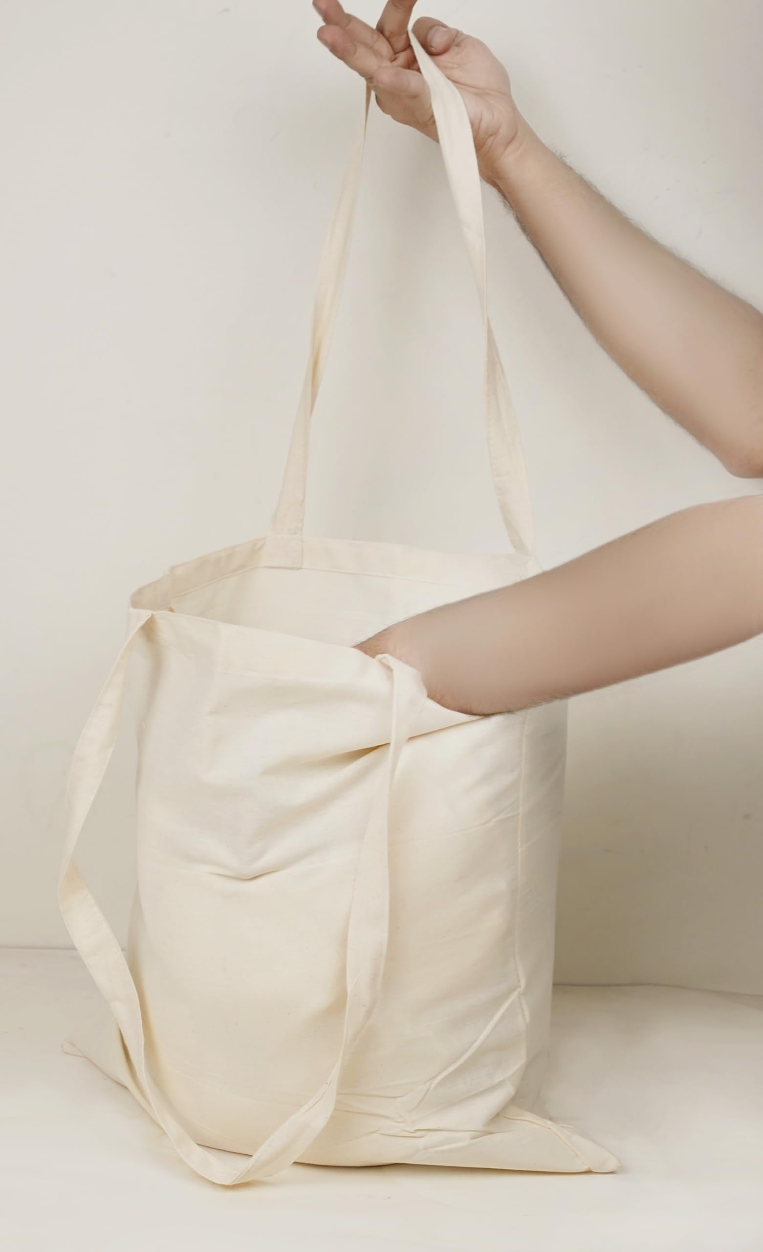Lenenz bolsa tote algodón 15x16, ideal para viajes y compras diarias.