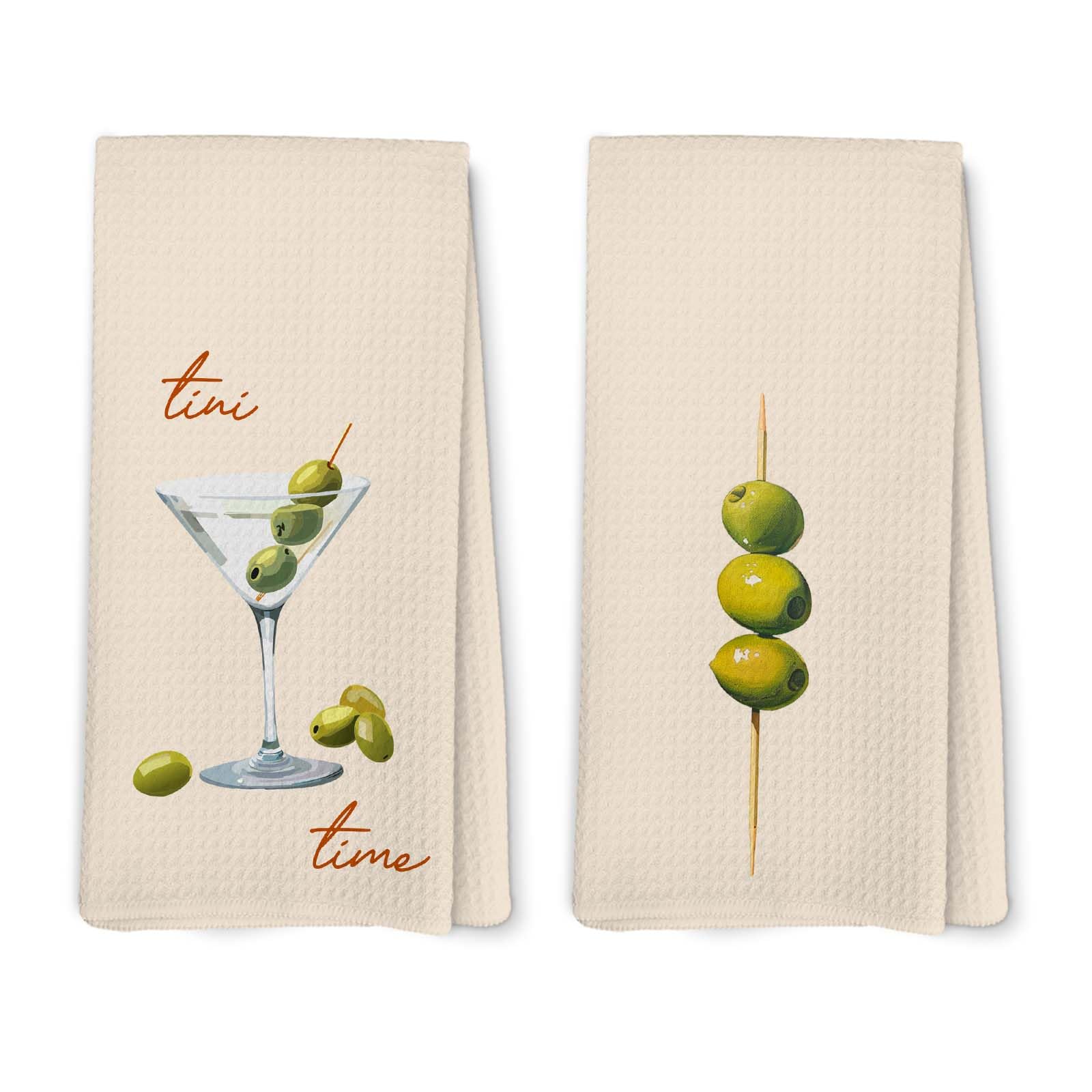 Toallas Lengues Martini Decor 2 piezas para decoración de cocina.