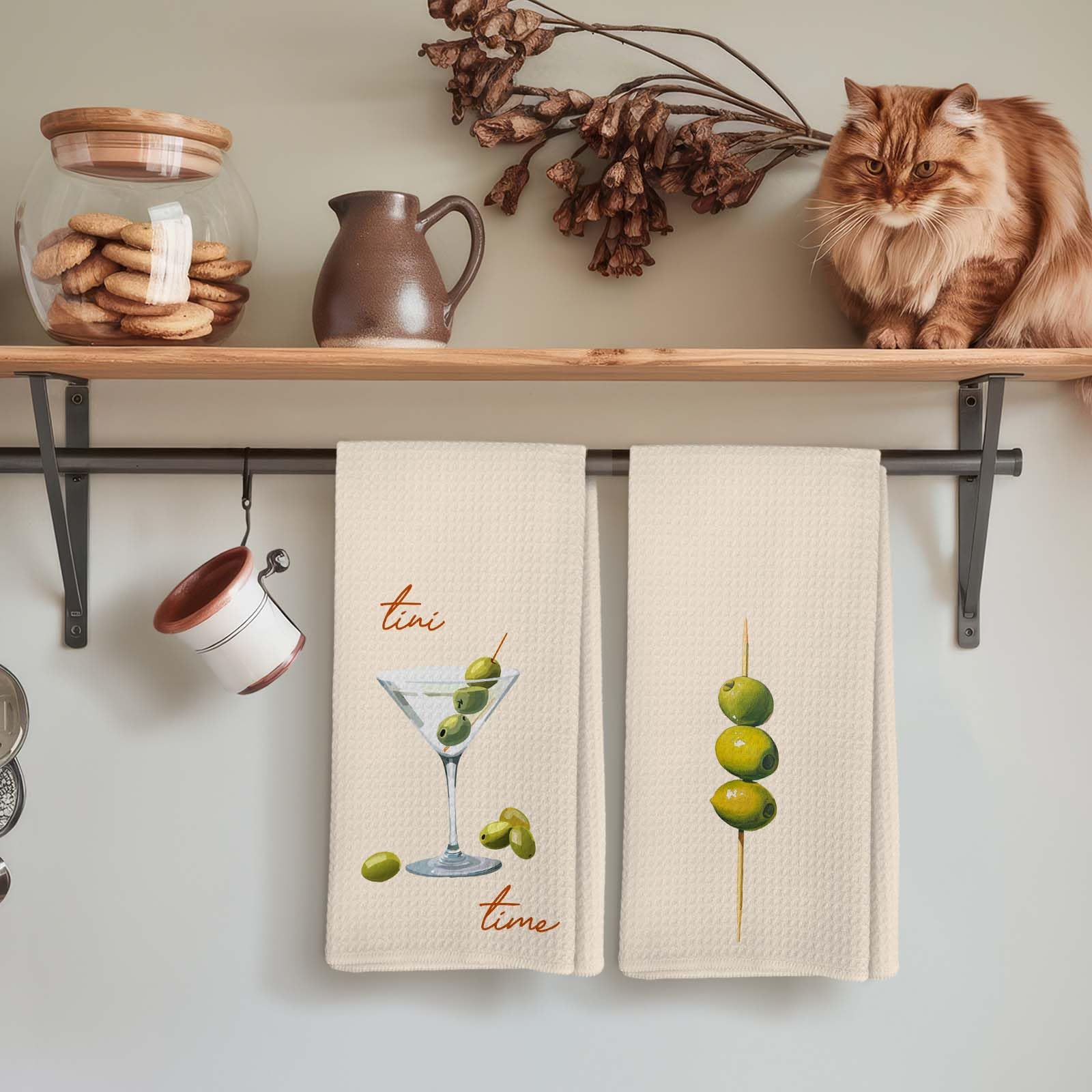 Textura suave de las toallas Lengues Martini Decor para uso diario en cocina.