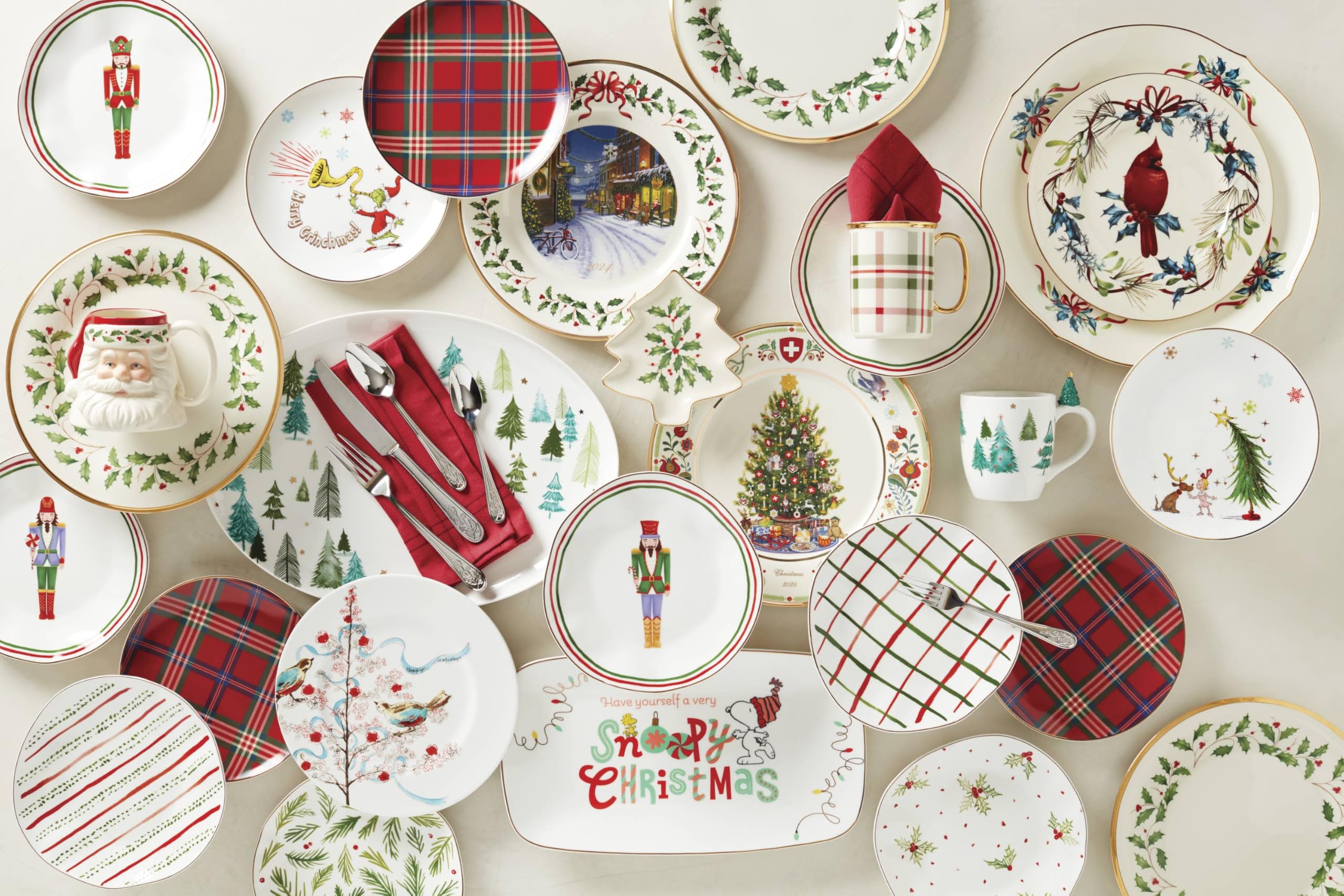 Lenox 896528: plato decorativo tartán rojo para mesas festivas.
