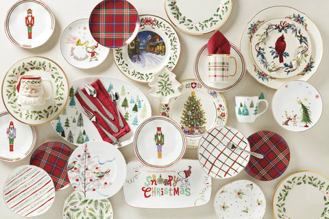 Lenox 896528: plato decorativo tartán rojo para mesas festivas.