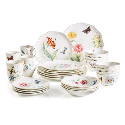 Lenox Butterfly Meadow plato principal de 11 pulgadas, ideal para comidas diarias elegantes.